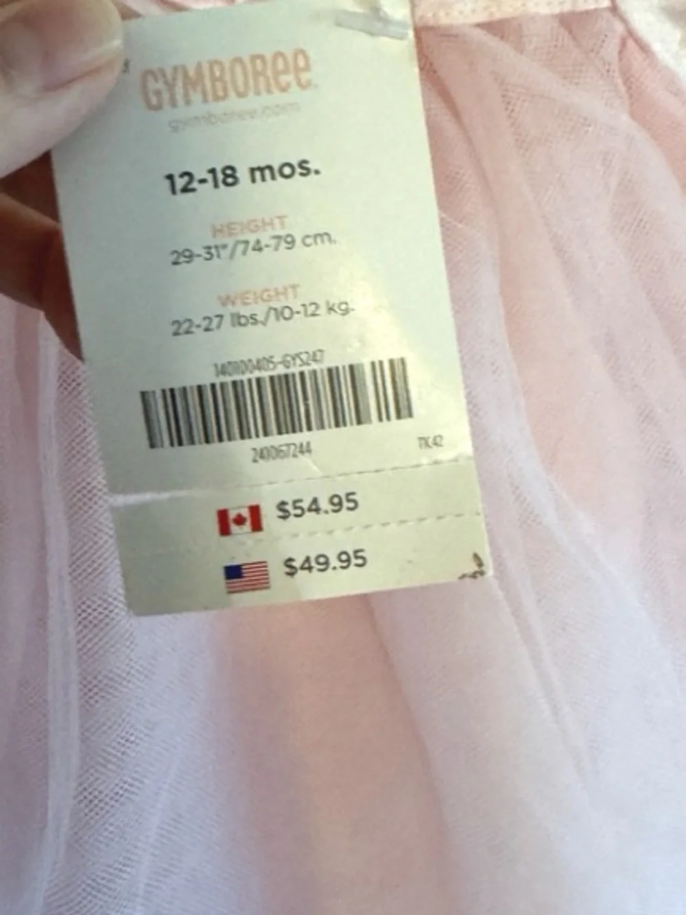 Gymboree Pink Tulle Floral Dress Toddler Girls 12-18M Short Sleeve Formal NWT